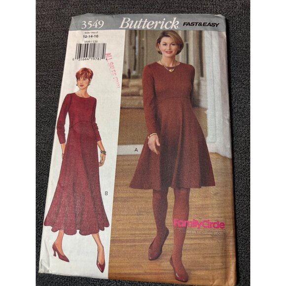 Butterick 3549 Womens Sewing Pattern Dress Size 12- 14-16 Family Circle 1994 Col - Picture 5 of 5